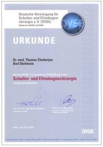 Urkunde Schulter- und Ellenbogenchirurgie